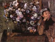 A Woman seated beside a vase of flowers, Edgar Degas